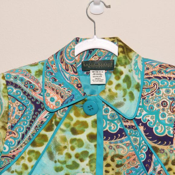 Vintage Harve Benard Paisley Print Short Blazer Jacket Size 16M - Picture 3 of 9